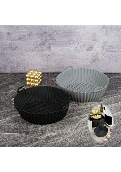 Silikon Aırfryer Sepeti Ve Kek Kalıbı 21 cm - Gri