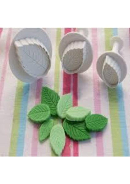 Plastik 3’Lü Gül Yaprağı Desenli Basmalı Kurabiye Kalıbı Şekilli Hamur Aparat fiyatları