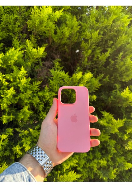 Apple iPhone 15 Pro Pembe Lansman Uyumlu Içi Kadife Silikon Kılıf