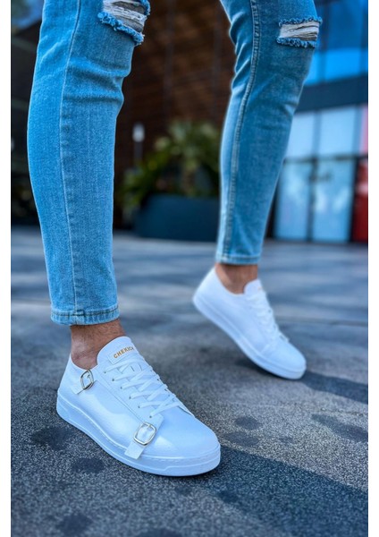 Side Buckle Erkek Ayakkabı Beyaz fiyatları