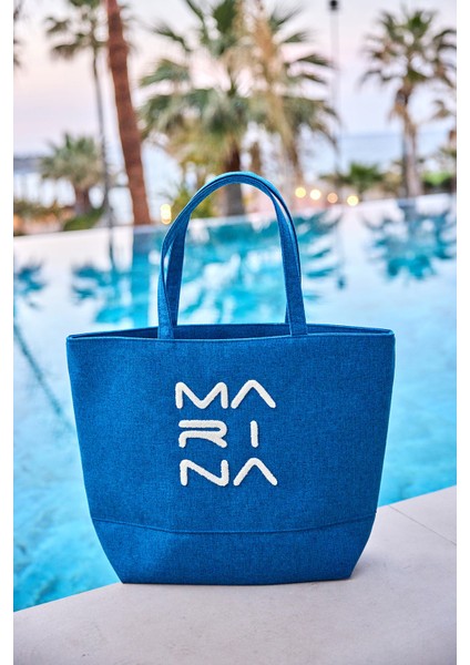 Astarlı Mavi Plaj Çantası Geniş Hacimli CA2501-4