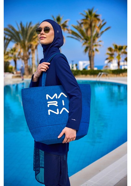 Astarlı Mavi Plaj Çantası Geniş Hacimli CA2501-4 fiyatları