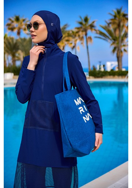 Astarlı Mavi Plaj Çantası Geniş Hacimli CA2501-4 modelleri