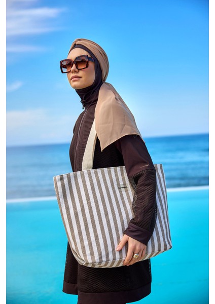 Vizon Çizgili Plaj Çantası CA2503-1