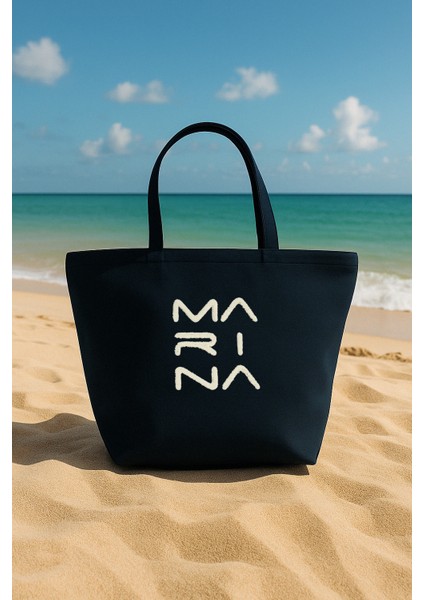 Astarlı Lacivert Plaj Çantası Geniş Hacimli CA2501-2