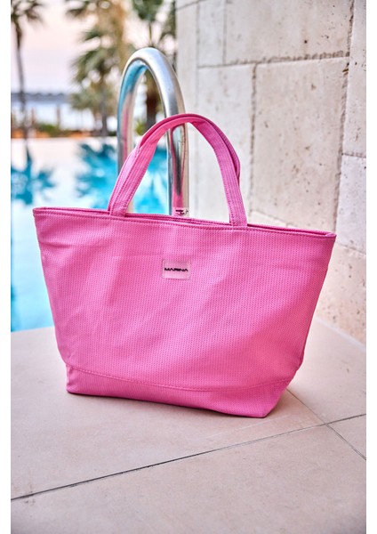 Pembe Fermuarlı Plaj Çantası CA2502-5
