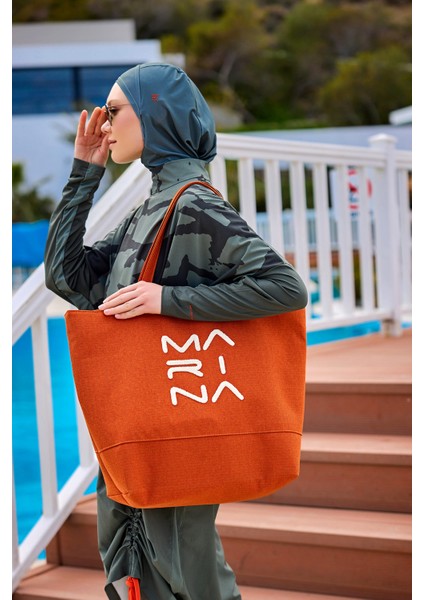 Astarlı Turuncu Plaj Çantası Geniş Hacimli CA2501-5 fiyatları