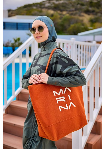 Astarlı Turuncu Plaj Çantası Geniş Hacimli CA2501-5 modelleri