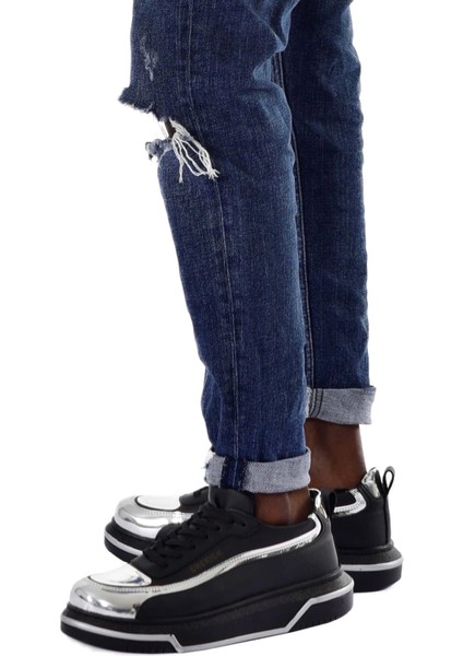 Signature Line Up Erkek Ayakkabı Sıyah Gumus