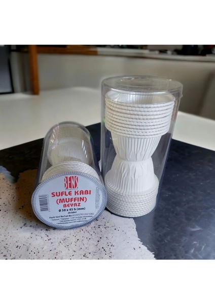 Cup Cake | Sufle Kapsülü | Muffin Kapsülü Beyaz Asetatlı 20 Adet 50X45