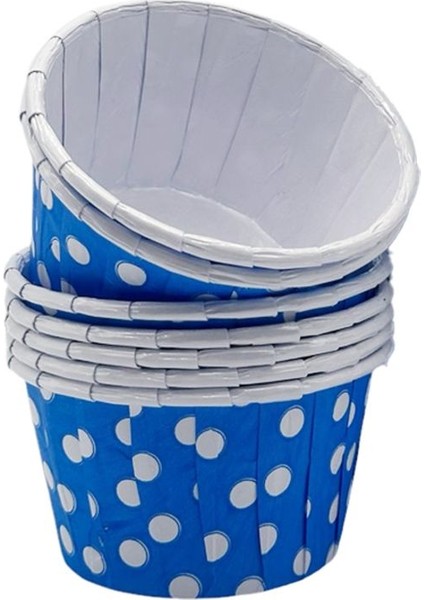 Mavi Puantiyeli Muffin Kek Kapsülü 50Lı - V