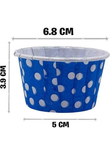 Mavi Puantiyeli Muffin Kek Kapsülü 50Lı - V