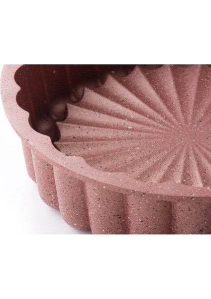 Dilimli Granit Döküm Kek Tart Kalıbı 25 cm - Rose & Gül Kurusu