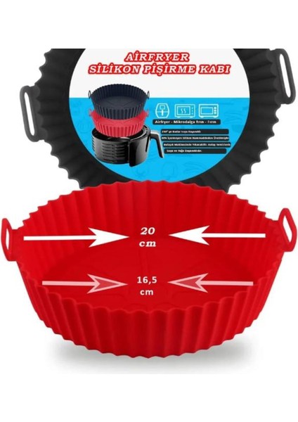 2 Parça Pratik Silikon Airfryer Pişirme Kağıdı Siyah/Kırmızı Yonca Fırın Mikrodalga Kalıbı Hh modelleri