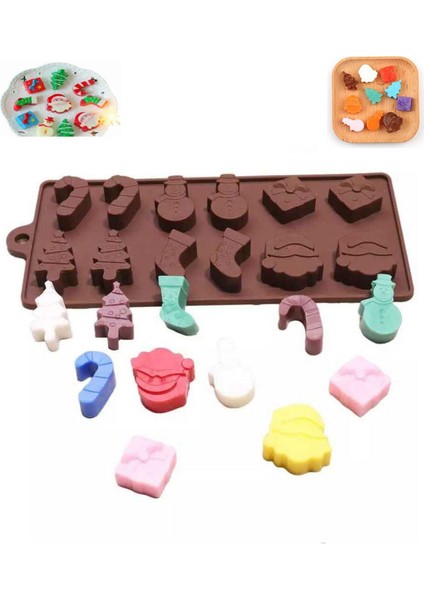 12 Göz Yılbaşı Temalı Silikon Buz Şeker Kek Kurabiye Jöle Çikolata Vb. Kalıbı 20,8 cm X 9,8 cm