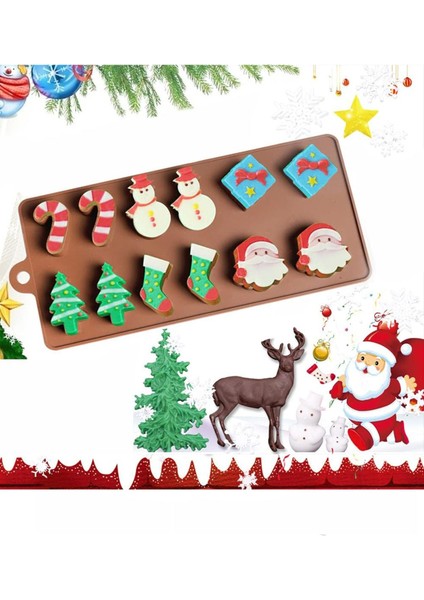 12 Göz Yılbaşı Temalı Silikon Buz Şeker Kek Kurabiye Jöle Çikolata Vb. Kalıbı 20,8 cm X 9,8 cm fiyatları