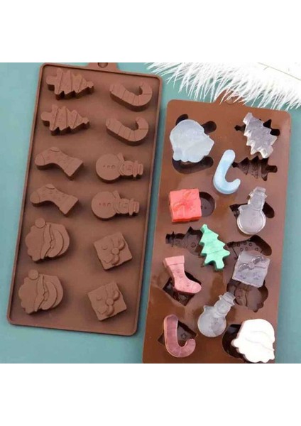 12 Göz Yılbaşı Temalı Silikon Buz Şeker Kek Kurabiye Jöle Çikolata Vb. Kalıbı 20,8 cm X 9,8 cm modelleri