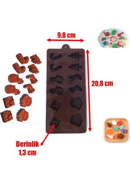 12 Göz Yılbaşı Temalı Silikon Buz Şeker Kek Kurabiye Jöle Çikolata Vb. Kalıbı 20,8 cm X 9,8 cm indirimleri