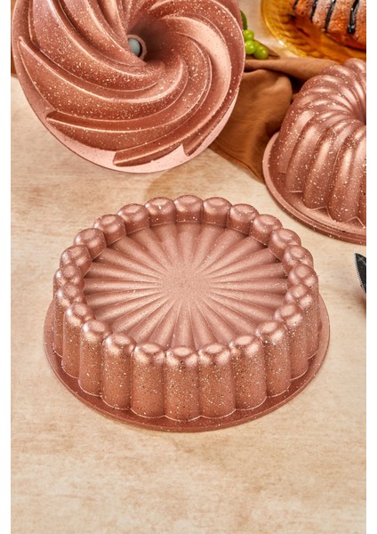 3 Lü Granit Döküm Kek Kalıbı Seti Tart Turta Seti