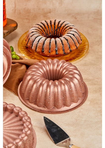 3 Lü Granit Döküm Kek Kalıbı Seti Tart Turta Seti