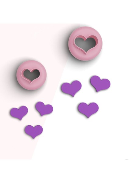 Tombul Kalp Mini Polimer Kil Kesme Kalıbı, Takı Kalıpları, Kalp Kalıpları, Seramik Kalıp,No:196