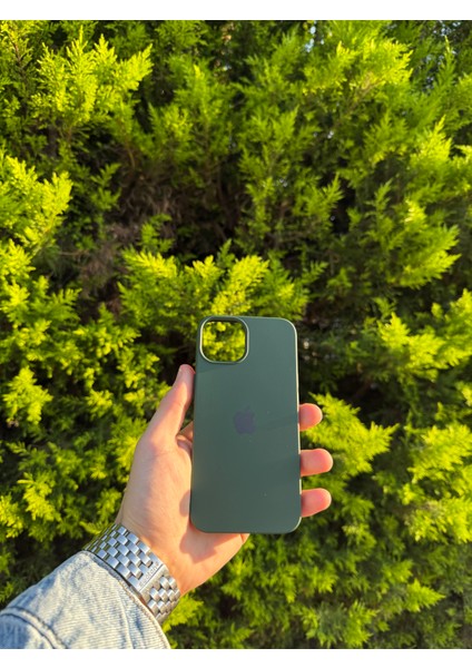Apple iPhone 13/14 Kamuflaj Yeşili Lansman Uyumlu Içi Kadife Silikon Kılıf