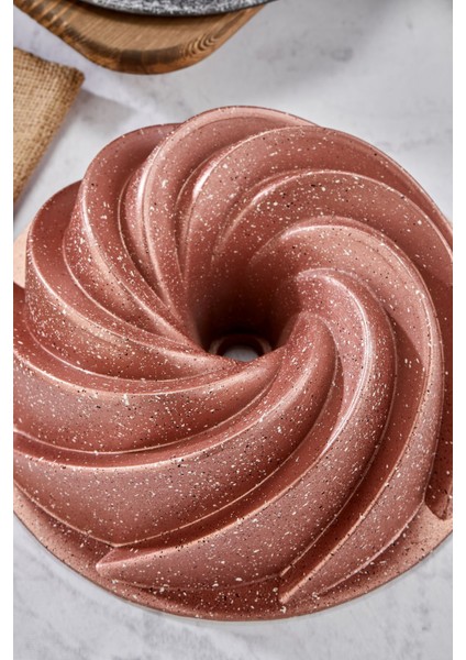 Döküm Granit Yanmaz Yapışmaz Rüzgar Gülü 26 cm Kek Kalıbı Rosegold