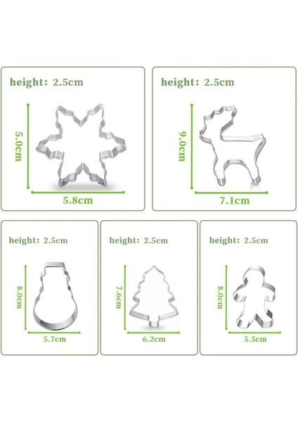 Yılbaşı Temalı Kurabiye Kalıbı Metal Kopat Set 6'lı modelleri
