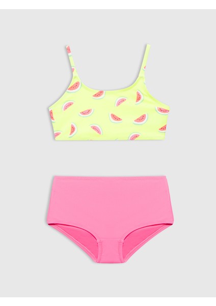 Kız Çocuk Pembe Karpuz Desenli Bikini Takımı