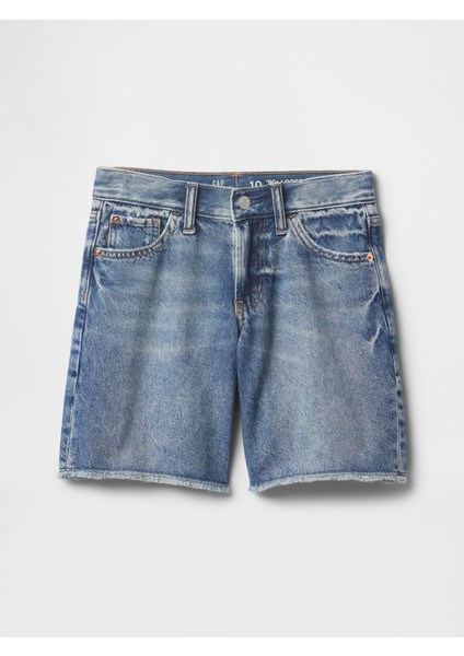 Kız Çocuk Mavi Low Rise Stride Denim Bermuda Şort