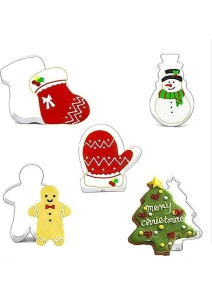 Narkalıp Yılbaşı Kurabiye Kalıbı 5 Li Set