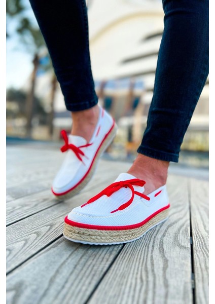 Espadril Erkek Ayakkabı Beyaz Kırmızı modelleri