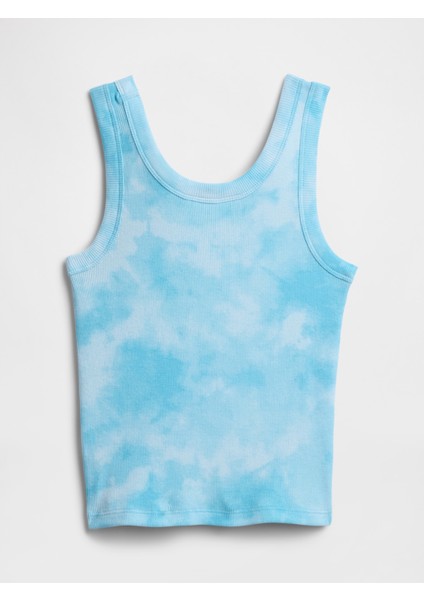 Kız Çocuk Mavi Batik Desen Fitilli Atlet