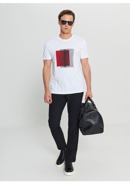 Bisiklet Yaka Baskılı Beyaz Erkek T-Shirt ACE091252071_BYZ fiyatları