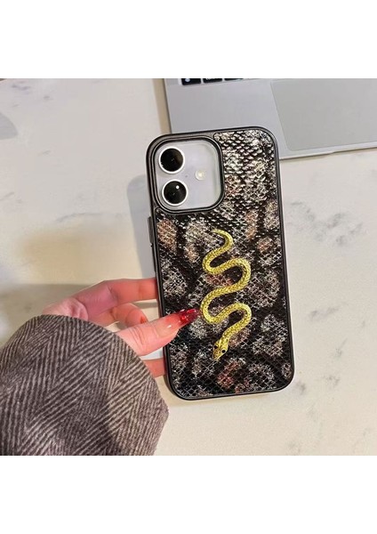 Apple iPhone 16 Uyumlu Kılıf Zebana Golden Serpent Silikon Kılıf Siyah