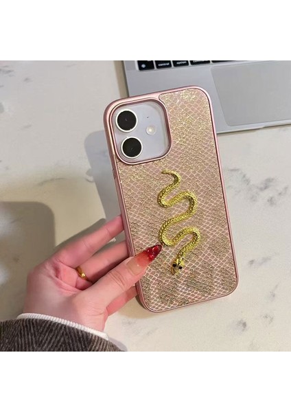 Apple iPhone 12 Uyumlu Kılıf Zebana Golden Serpent Silikon Kılıf Rose Gold