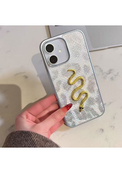 Apple iPhone 12 Uyumlu Kılıf Zebana Golden Serpent Silikon Kılıf Gri