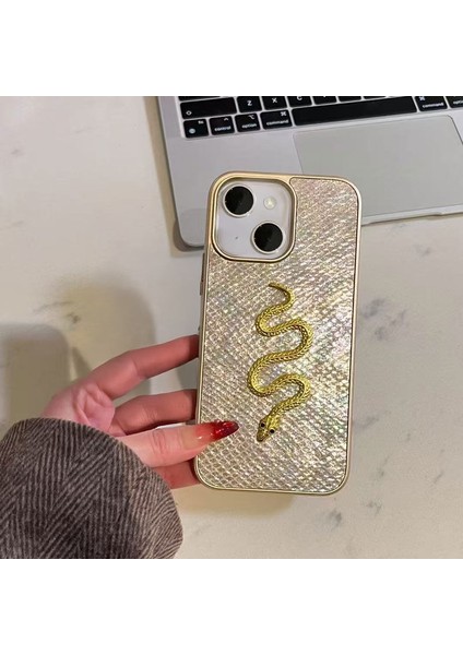 Apple iPhone 13 Uyumlu Kılıf Zebana Golden Serpent Silikon Kılıf Gold