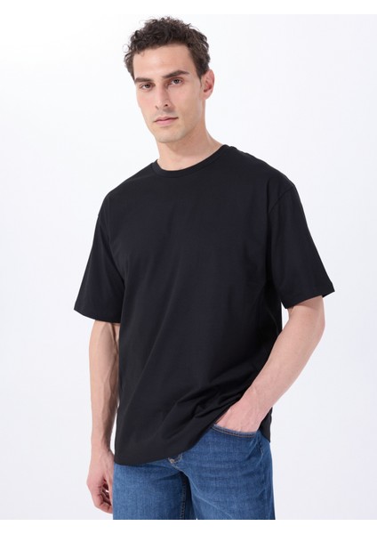 Bisiklet Yaka Baskılı Siyah Erkek T-Shirt M5SM-TST1441