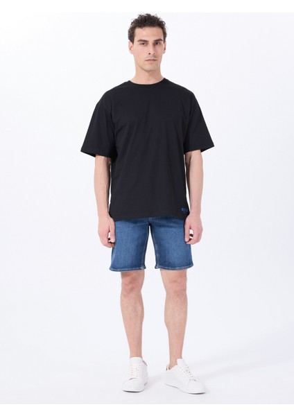 Bisiklet Yaka Baskılı Siyah Erkek T-Shirt M5SM-TST1441