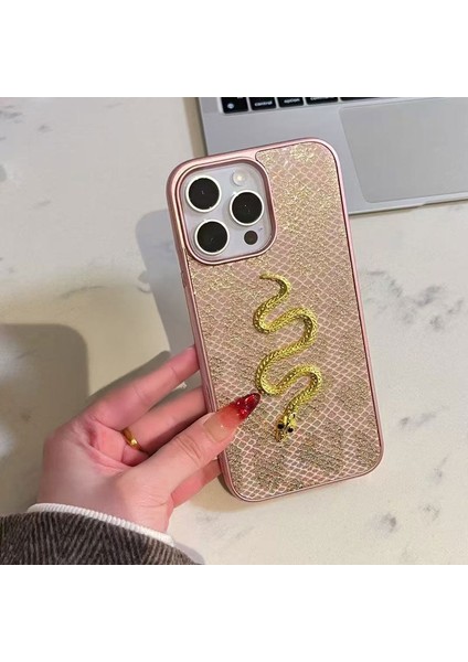 Apple iPhone 12 Pro Uyumlu Kılıf Zebana Golden Serpent Silikon Kılıf Rose Gold