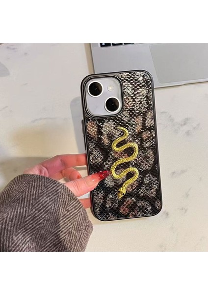 Apple iPhone 14 Uyumlu Kılıf Zebana Golden Serpent Silikon Kılıf Siyah