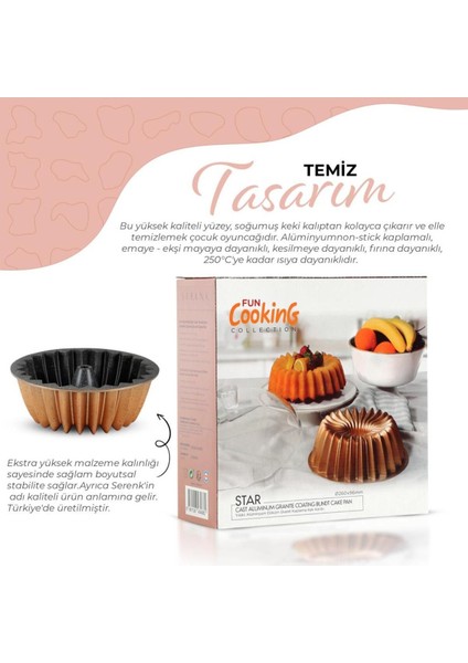 Fun Cooking Yıldız Kek Kalıbı - 26 cm Alüminyum Döküm, Yanmaz Yapışmaz Granit Kaplama fiyatları