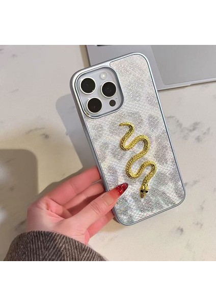 Apple iPhone 16 Pro Uyumlu Kılıf Zebana Golden Serpent Silikon Kılıf Gri