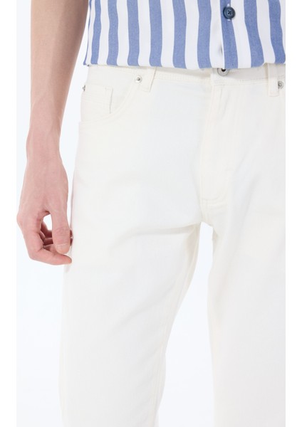 Orta Bel Straight Beyaz Erkek Denim Pantolon Washıngton Straıght-78 fırsatları