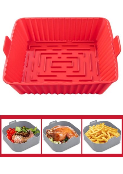 Onikiden Yanmaz Yapışmaz Airfryer Silikon Kare Pişirme Kabı Sl101 - Hava Fritözlerle Uyumlu 20X20 cm