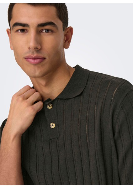 Düz Koyu Kahve Erkek Polo T-Shirt Onskent Lıfe Reg 12 Ss Polo Knıt fırsatları