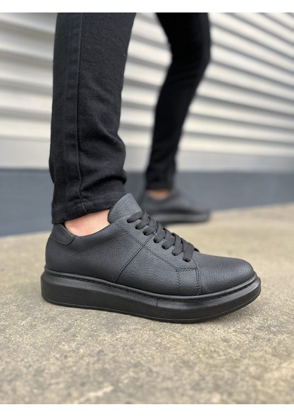 Boost Bağcıklı Deri Erkek Günlük Sneaker Ayakkabı - Siyah