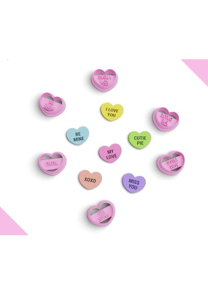 Sevgililer Günü Polimer Kil Paketi, Şeker Hamuru Kalıbı, Takı Kalıbı, 5 Model, 25 Parça, 127