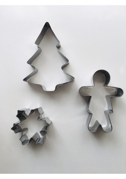 Metal Kurabiye Kalıbı Yılbaşı Serisi 3'lü Çam Ağacı Kartanesi Gingerman Kurabiye Adam